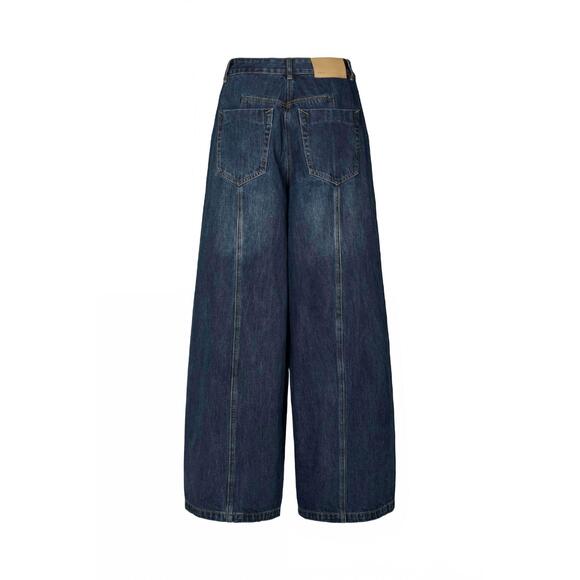 NEW RABENS SALONER lane patchwork denim wide leg pants in dark washed indigo - Picture 4 of 4